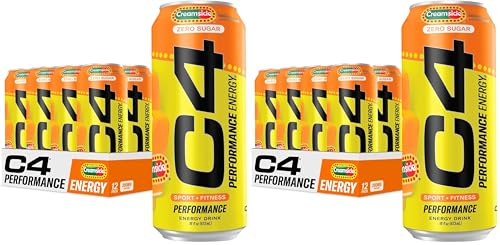 Image of Cellucor C4 Performance Energy Drink | Zero Sugar Carbonated Preworkout Energy 200mg Caffeine with Beta Alanine Orange Creamsicle 16 FL Oz (Pack of 24)