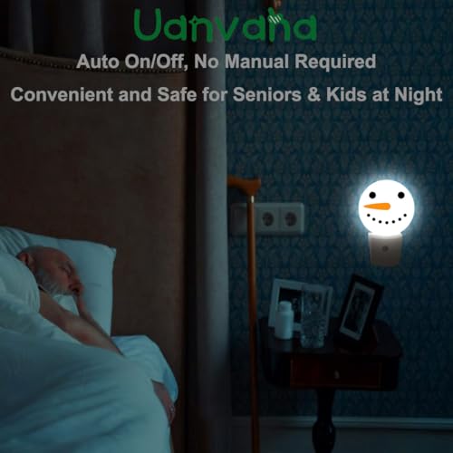 Image of Cute Snowman Night Light Christmas Snowman Winter Plug-in Nightlight Auto Sensor LED Lighting for Men Women Boys Girls Christmas Thanksgiving Holiday Gifts