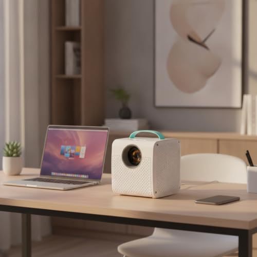 Portátil compacto mini proyector blanco Android con conectividad inteligente 4