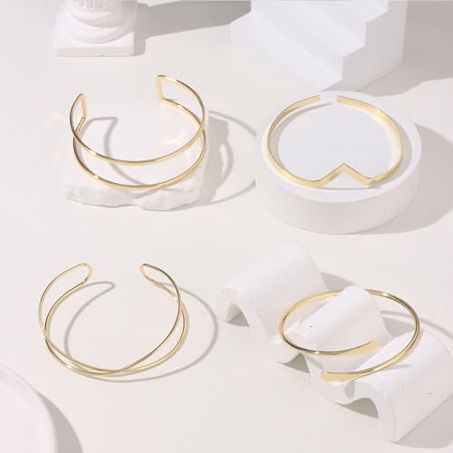 13 Pcs Gold Arm Cuff for Women Arm Bracelet Upper Arm Cuff Bangles Adjustable Bracelets Silver Coil Armlet Minimalist Bracelet Armband Jewelry Set Gifts 6