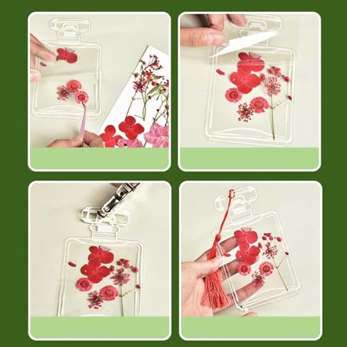 Marque-page fleur pressée transparent grand format pour lecture et projets scolaires