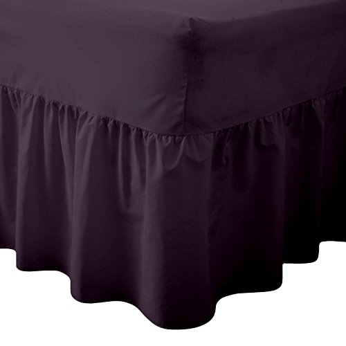 Tour de lits de luxe très profond sans repassage, en coton/percale, plissé, avec volants.., Coton/polyester, violet, Super king