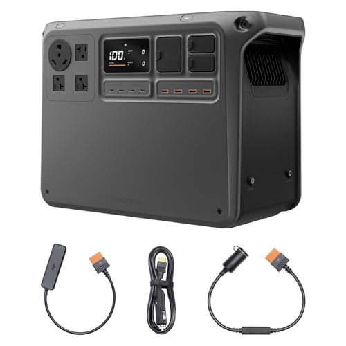 DJI Power 2000 Portable Power Station, 2048Wh LFP Battery, Compact Size, 3000W Stable Output, 0-80% Recharge in 55 Mins, Car Charging, Camping & RVs, Road Trip, Off-Grid