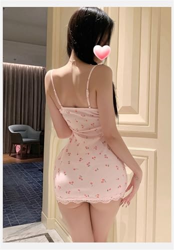 コスプレ セクシー 花柄ワンピース ベビードール シースルー フルセット Vネック 花柄 胸空き 背中空き 下着 女性 ランジェリー エプロン ワンピース ハロウィン レース コスチューム 刺繍 可愛い 仮装 かわいい レディース 寝巻き Ｔバック付きレディース 衣装 バストパッド付き 3点セット - 画像6