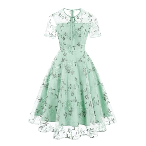 Robe de cocktail vintage brodée fleurie en tulle élégante pour femme