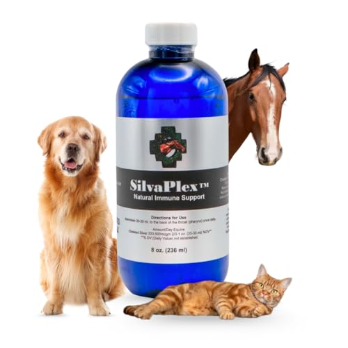 SilvaPlex Natural Immune Support Solution for Dogs, Cats, Horses, Small Animals, 100 PPM Chelated Silver (16 oz)