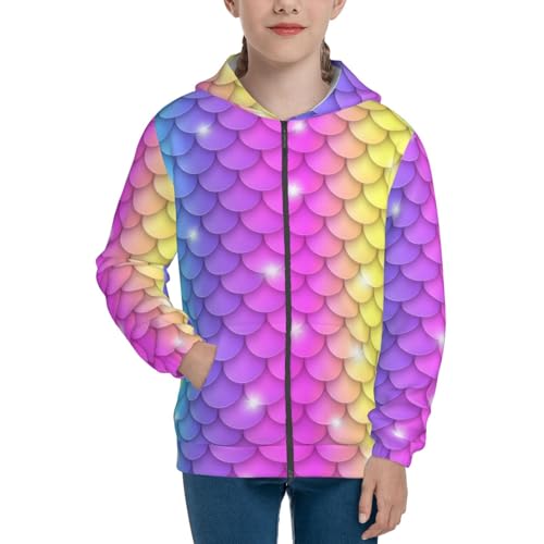 Rainbow Scales2 Kids Pullover Hoodies Boys Zip Up Sweatshirts Girls Athletic Clothes with Pocket3