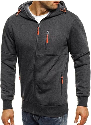 Men Hoodie Fashion Casual Full Zip Long Sleeve Hooded Sweatshirt Sport Lightweight Jacket with Pockets2