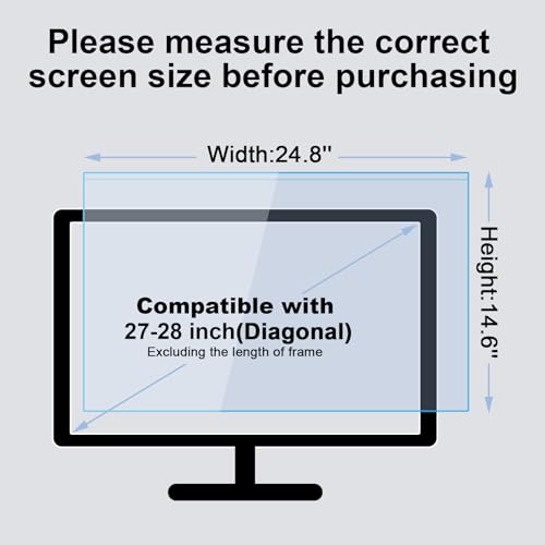 Image of 27-28 Inch Blue Light Filter for Computer Monitor, Computer Screen Blue Light Blocker Panel (24.8''x14.6'') for Widescreen Desktop LCD TV PC Monitor, HD Not Anti-Glare