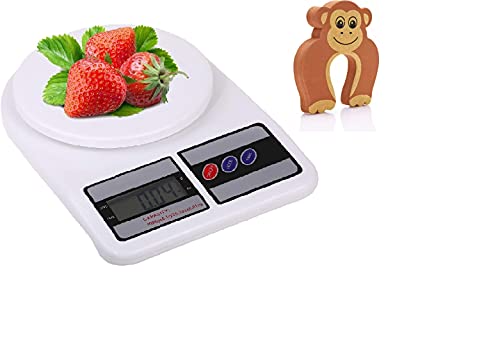 Modenna Sharp Choice Multipurpose Electronic Digital Kitchen Weighing Scale, Weight Measure Machine with 1 Door Stopper (White, 10 kg)