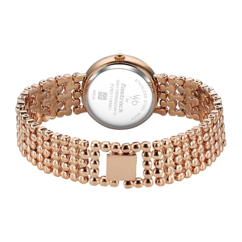 Image of Fastrack Vyb Iconique Quartz Analog with Light Peach Dial Rose Gold Strap Watch for Women - FV60111WM01W