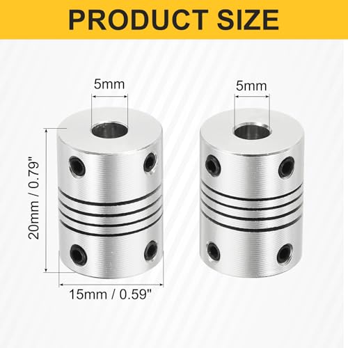 QUARKZMAN 4 Stück Flexible Kupplungen 5mm Bis 5mm Aluminiumlegierung Verbindungsstück Flexible Wellenkupplungen Motorkupplung Für 3D Drucker CNC Maschine Motor Encoder D15 X L20mm