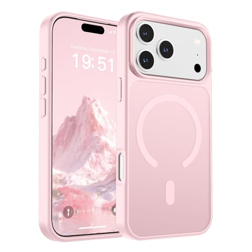 Image of SUPFINE Magnetic for iPhone 17 Pro Case (Compatible with MagSafe)(Military Grade Drop Protection) Translucent Matte Shockproof with Anti-Fingerprint Phone Cover,Light Pink