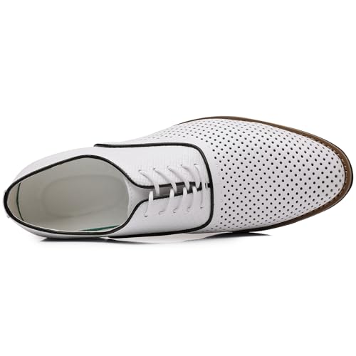 WUIWUIYU Teens Boys' Uniform Dress Leather Oxfords Men's Summer Wedding Perforated Business Wintips Flat Oxford Shoes4