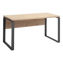 Composad | Scrivania della Linea DISEGNO con gambe in metallo, Scrivania PC Moderna, (LxAxP) 140×74,50×80 cm, Colore Rovere Mielato e gambe Nero, per Ufficio, Studio, Cameretta, Made in Italy