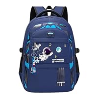 Bansusu Space Boys Backpack Multi-Pocket Primary Secondary School Bags with Astronaut Pendant, Blue