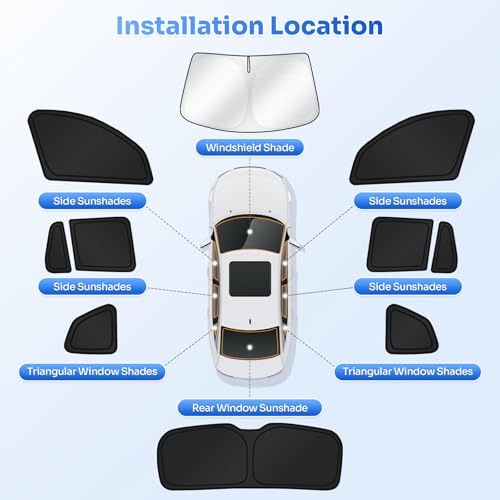 Image of Canvcle Sunshades for 2018-2024 BMW X3 Accessories Windshield Sun Shade Side Rear Window Shade Cover Sun Visor Shield Privacy Protection for Camping Keep Vehicle Cool Black 10PCS