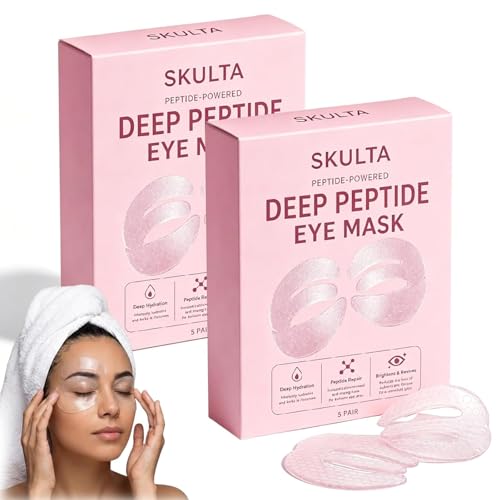 DELRRYJ Skulta Deep Peptide Collagen Eye Mask - Korean Hydrogel Patches for Dark Circles Puffy Bags Puffiness Wrinkles Fine Lines - Firming Hydrating Cooling Depuffing (2Box)