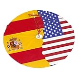 Falda de árbol de Navidad cepillada con patrón de bandera de Estados Unidos de España de 48 pulgadas. Adecuado para árboles de 30, 36 o 48 pulgadas. Decoración perfecta para fiestas de Navidad