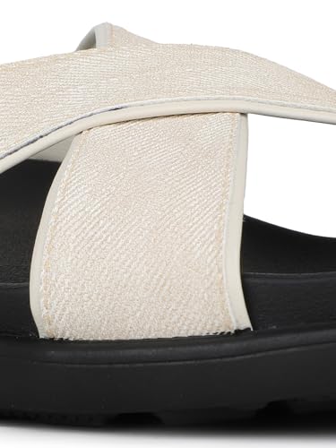 Image of Inc.5 Womens Cream Solid Open Toe Casual Flat Sandals Heeled