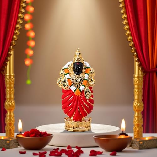 Image of Gold Plated Standing Padmavati | Small Gold Goddess Idol Murti for Car Dashboard, Office Desk & Home Temple |Divine Blessings, Prosperity & Protection | Size: 6cm x 4cm x 12cm
