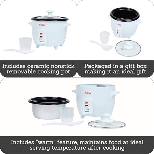 image for IMUSA Mini Electric Rice Cooker 6 Cup Cooked 3 Cup Uncooked – Cerami