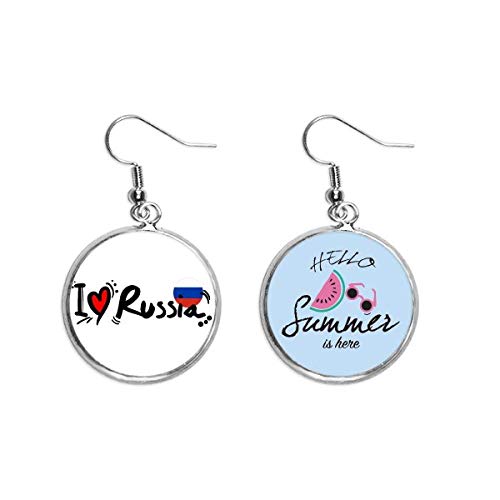 Pendientes de sandía ligeros con ilustración de la bandera de Rusia