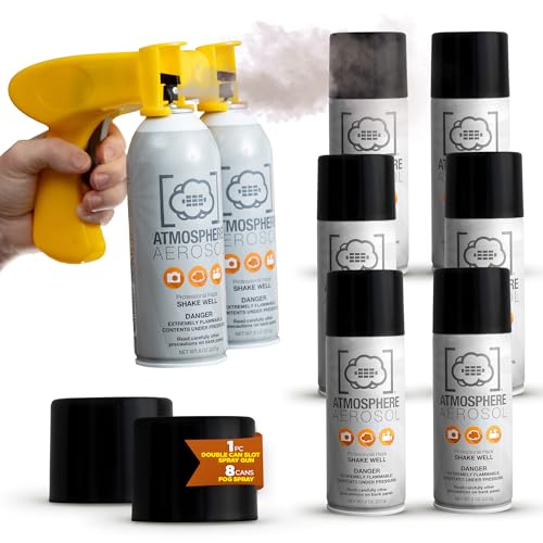 Atmosphere Aerosol - Double Barrel, Spray Can Trigger Handle, 1pc - Double The Fog with 8pcs Haze in a Can - Aerosol Sprayer - for Creating Fog and Haze Effects in Photoshoots - Spray Gun - Yellow