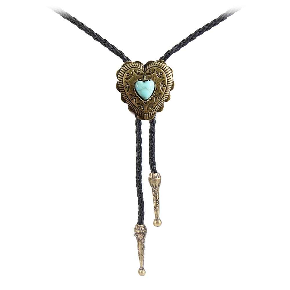 Joxevyia Bolo Tie for Men Vintage Cow Skull Leather Rope Western Cowboy Necktie Vintage Bola Tie Gift for Him