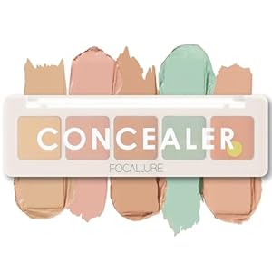 FOCALLURE Color Correcting Concealer Palette – 5 Colors Corrector Palette – Cream Camouflage Contour Palette – Face Contouring Highlighter Pallet – Conceals Dark Circles,Blemishes,Redness