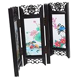 Gatuida Miniatur Chinesischer Klappschirm Tischdekoration Antikes Design Stabiler Mini Faltschirm Für Schlafzimmer Dekofigur Feng Shui Desktop Raumteiler