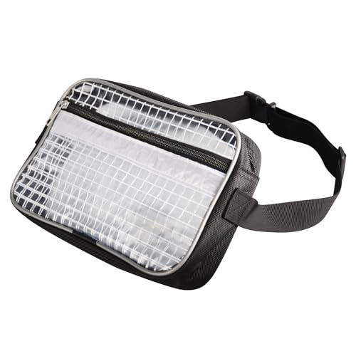 Synvicovan 9.8 Inch Fanny Pack Tool Bag -Transparent & Anti-static Cleanroom Waist Pack Belt Bag for Work and Travelfabric shoulder straps
