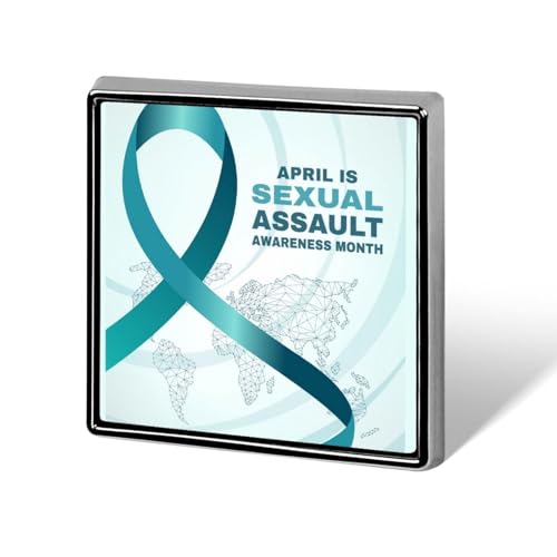 Image of Sexual Assault Awareness Month Square Badge Brooch Pins Metal Novelty Buttons Decoration for Clothing Bags Hat