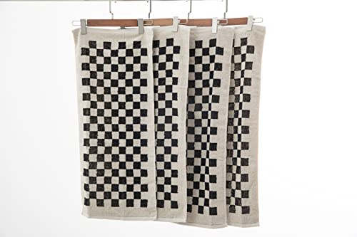 Hohmsp Towel Set, Checkered Towels, 100% Cotton, Color Matching, Super Soft And Absorbent, Fade-Resistant, Cozy, Gifts (4 Hand Towels, Black And Cream) #TOP2