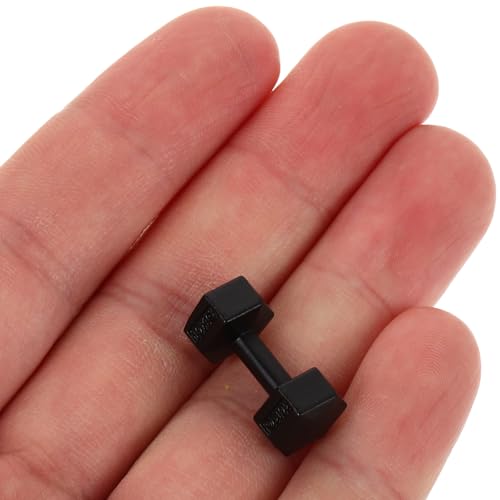Garneck 3Pcs Miniature Dumbbells for Dollhouse: 1:12 Scale Realistic Alloy Fitness Accessories for Mini Gym Tiny Weight Set for Dollhouse Decoration DIY Micro Scenes