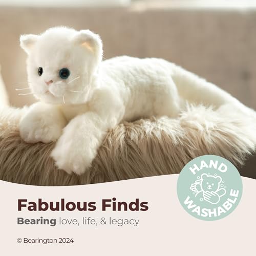 Image of Bearington Muffin White Cat Stuffed Animal - 15 inch Realistic White Cat Stuffy with Soft Plush Fur and Floppy Body - Adorable Stuffed Kitty Cats for Girls - Gift for Kids, Toddlers and Kitten Lovers