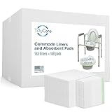 TidyCare Disposable Bedside Commode Liners and Pads for Portable Toilet Chair Seat Bucket and Bedpan | Combo Pack of 168 Waste Bags and 168 Absorbent Pads | Universal Fit