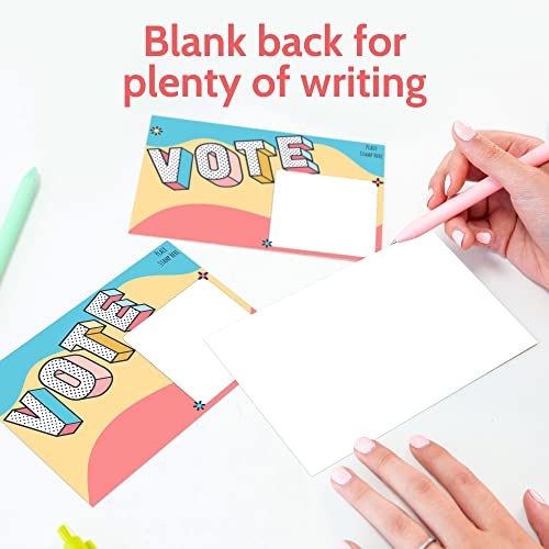 image for T MARIE 100 Bulk Voter Postcards 4x6” - Fun Colorful Vote Design Wit