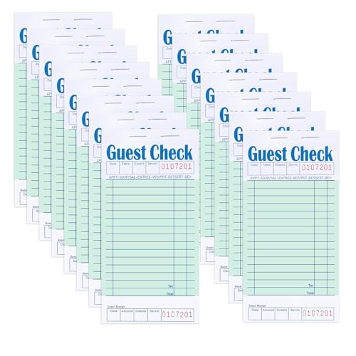 15 Pack Guest Checks for Servers, Server Note Pads