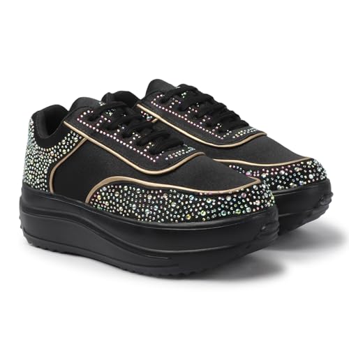 Image of Vendoz Women Wedding Party Bridal Glittery Embellished Sneakers 4041