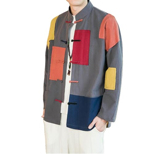 Hanfu Tang homme coton lin col montant retro vêtement traditionnel chinois de printemps