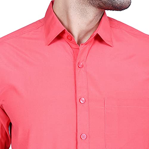 Image of Men's Cotton Solid Slim Fit Casual Spread Collar Shirt