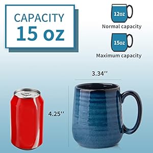 Hasense Coffee Mugs Set of 6 12 Ounce Coffee Cups Set with Handle Ceramic Tea Mugs for Kitchen Blue Latte Mugs for CoffeeCocoa Tea Stylish Mug Gift Dishwasher and Microwave Safe