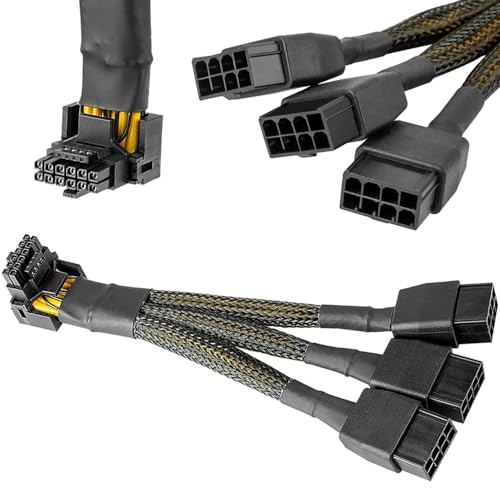 Xiatiaosann 16 AWG PCIE 5.0 12VHPWR 600W 3x8ピンから16ピン(12+4ピン)への90度直角電源アダプタケーブル グラフィックスカードRTX 4090 4080 3090TI 4070Ti (タイプA)用