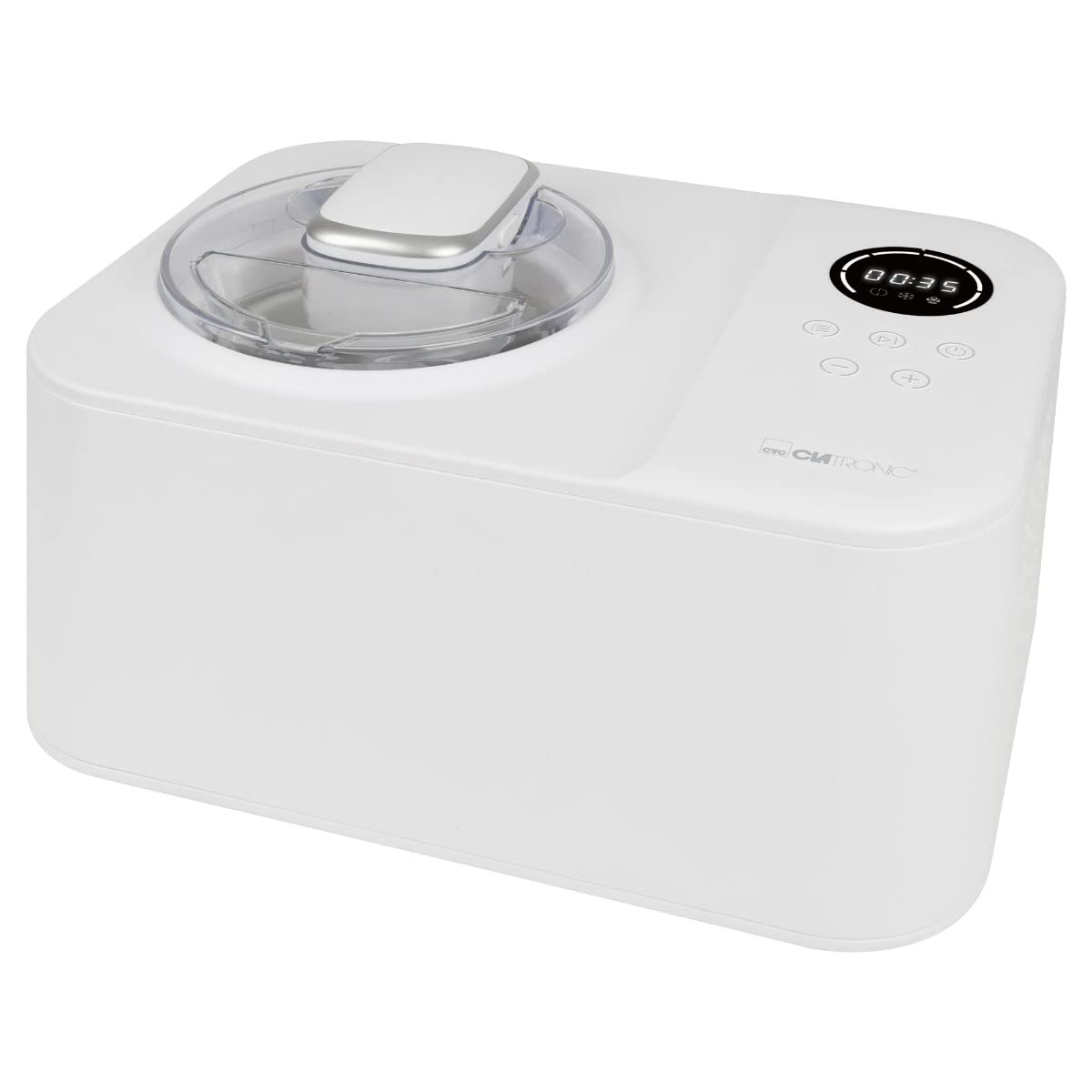 Clatronic® Eismaschine mit Kompressor inkl. Timer, Ice Cream Maker für Eis, Sorbet und Frozen Yoghurt bis zu 1,2 Liter, Speiseeismaschine, Automatikkühlung, 110 Watt - ICM 3784