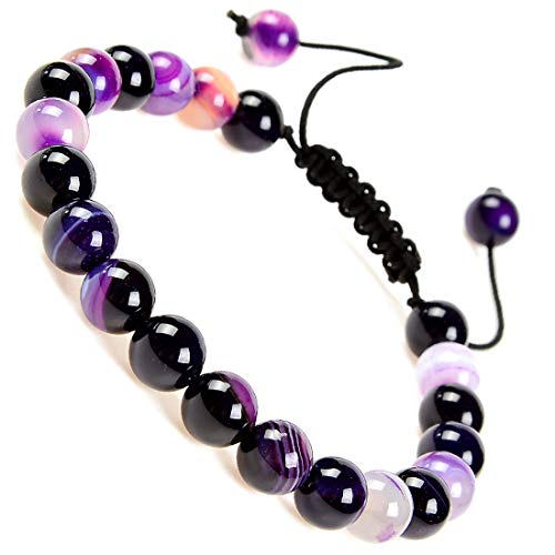 Image of Massive Beads Natural Healing Power Gemstone Crystal Beads Unisex Adjustable Macrame Bracelets 8mm