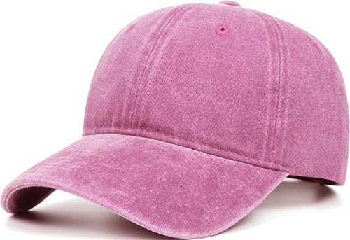 Image of Lynmquober Kids Baseball Cap Washed Cotton Sport Hat for Boys Girls Pink