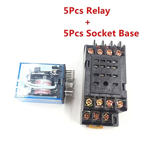 relais intermédiaire MY4NJ DC 24V 5A quadriphasé avec support de fixation