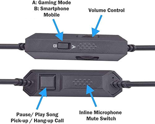 ienza Long 6FT / 2.0M Inline Mic Mute Volume Control Console Cable Cord Wire for AstroA10 A10 A40 A40TR Gaming Headsets (See Product Pictures for Inline Controls Info)
