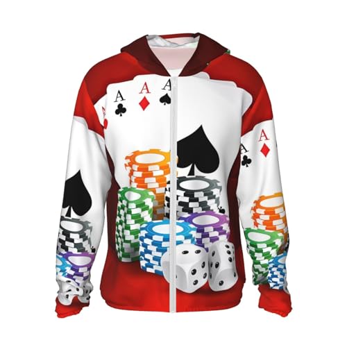 Veste à capuche avec fermeture éclair intégrale poker et poches kangourou imprimées